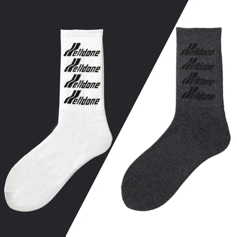 Взрослые хлопковые носки хорошего качества NO11 с большим логотипом Темно Серый