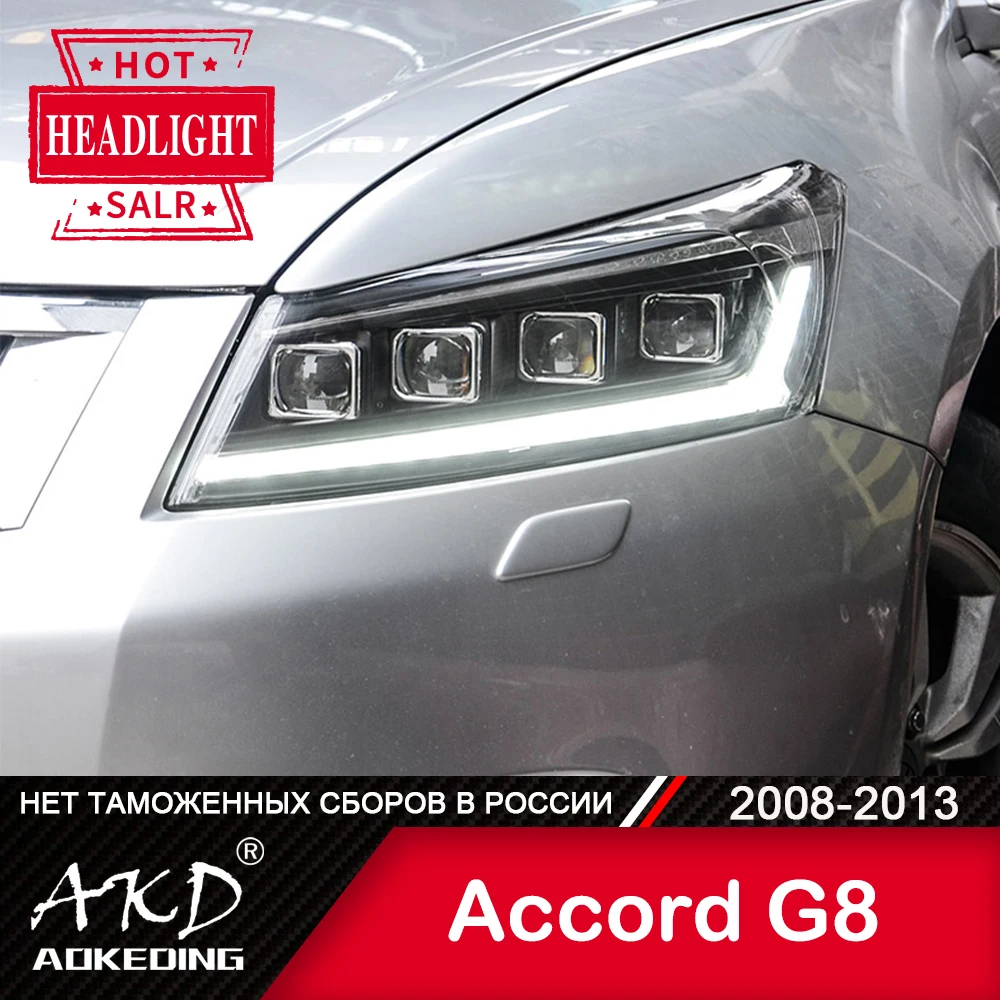 Лампа Налобная AKD для Honda Accord G8 2008-2012 DRL H7 светодиодный Bi ксеноновая лампа в сборе