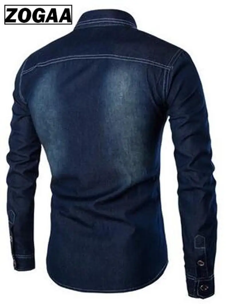 ZOGAA Men Long Sleeve Denim Shirt Mens Casual Dress Male Jean Shirts High Quality Street Wearing Hot Sale 2019 mens shirts | Мужская