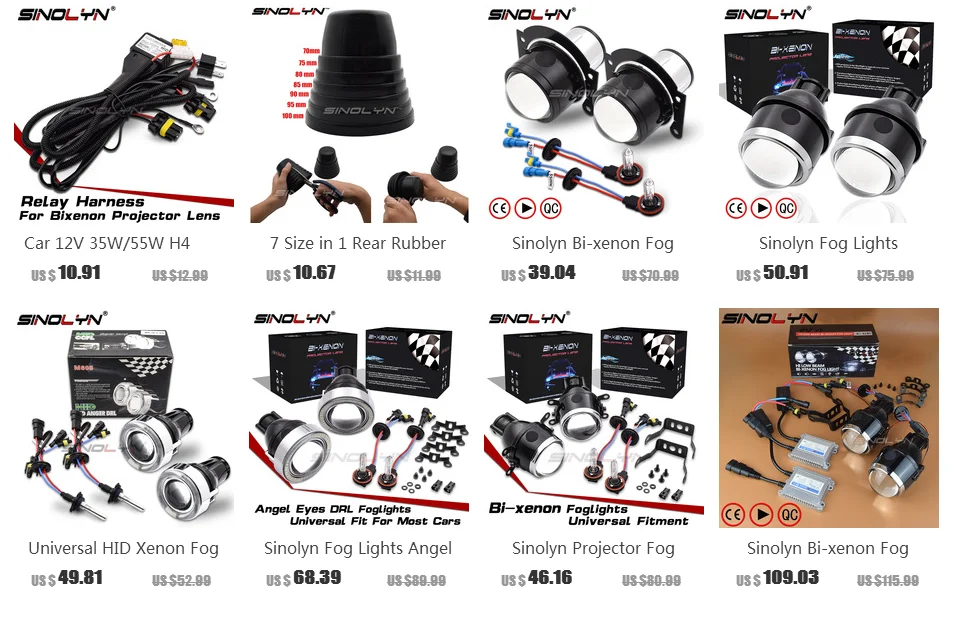 Sinolon противотуманные фары универсальные фары "Kit bixenon" объектив H11 HID проектор дальнего света бифокальные линзы Водонепроницаемые автомобильные аксессуары DIY