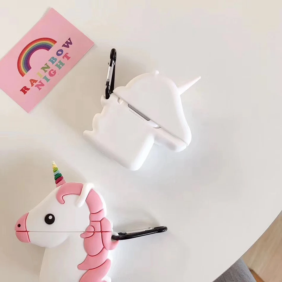 Чехол для наушников с 3D милым единорогом для Airpods 2 чехол силиконовый защитный чехол для Apple Airpods 1 чехол Аксессуары для ключей