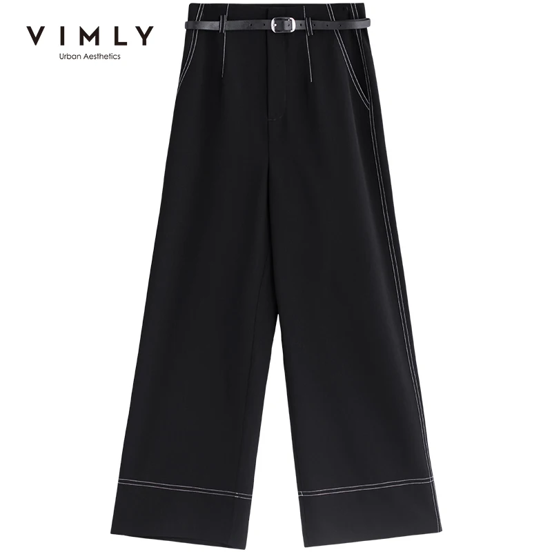 Брюки Vimly женские с широкими штанинами офисные однотонные свободные прямые штаны