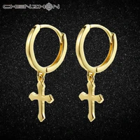chenzhon cross religious earrings for women 100 original sterling silver jesus jewelry new design hoop womens earring trendy