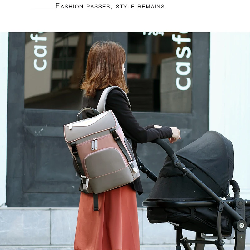 

Fashion Mommy Bag Multifunctional Large Capacity Maternal and Baby Bag Backpack Diaper Outing Oxford Cloth Waterproof Backpack