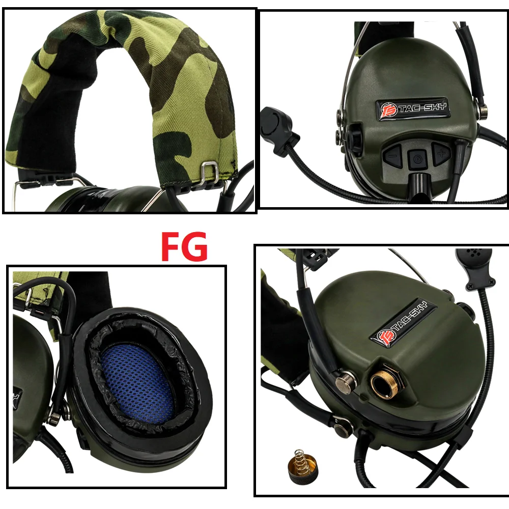 TAC-SKY SORDIN Silicone Earmuffs Noise Reduction Pickup Hunting Headset Tactical Shooting Headset + Military Adapter U94 PTT