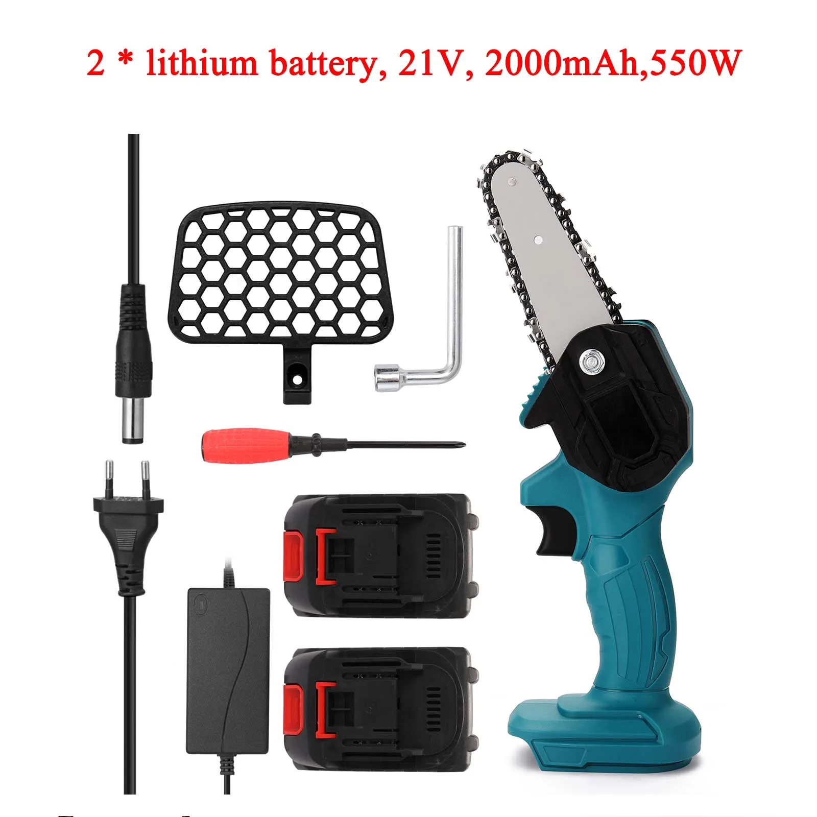 

550W 4 Inch 21V Mini Electric Chain Saw With Battery Woodworking Pruning One-handed Garden Tool Rechargeable