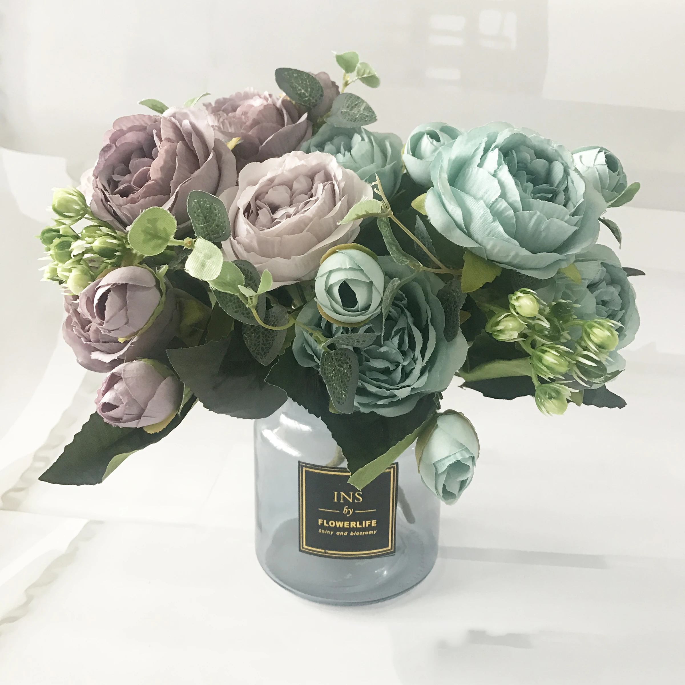 1 букет 9 бутонов искусственные цветы пиона чайной розы Осень шелковые набор