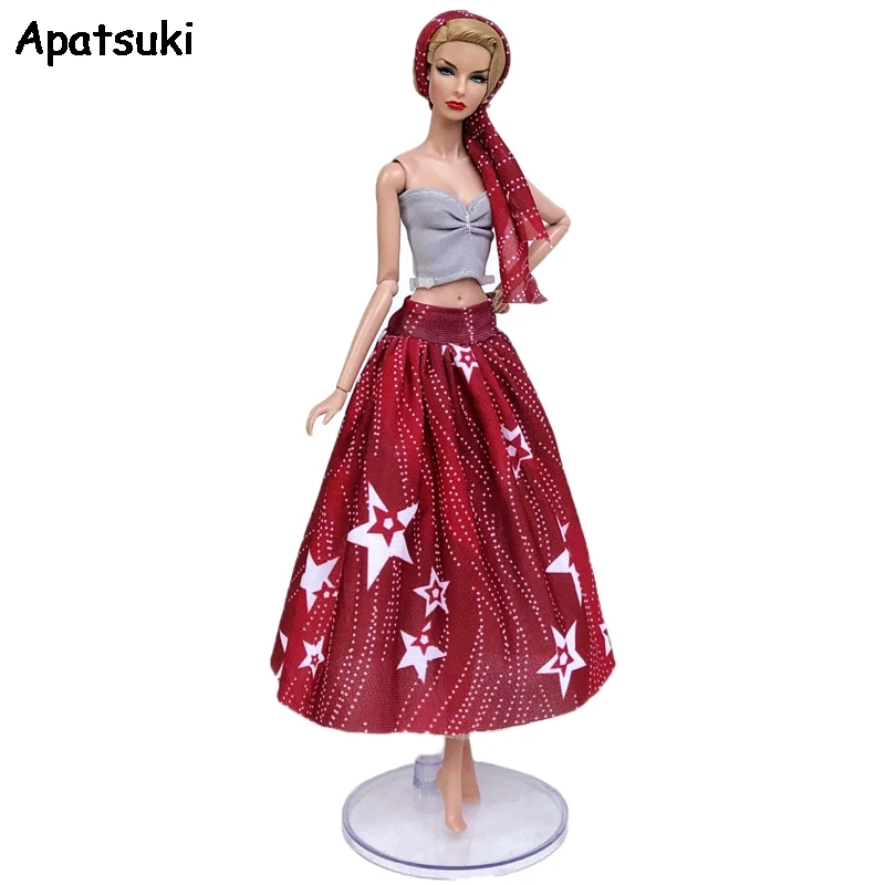 Модный кукла 1/6 комплект одежды для кукол Барби вечерние платья серый топ и