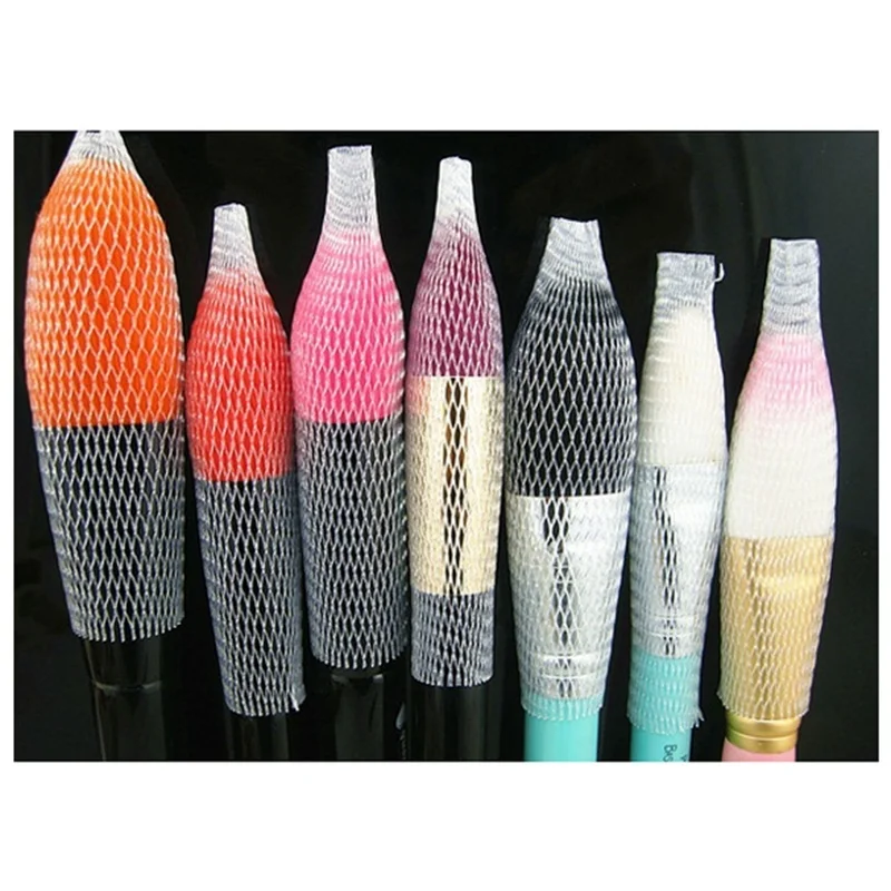 100 pcs Make Up Brush Pen Netting Cover Mesh Sheath Protectors Guards Protective cover Net (White) | Красота и здоровье
