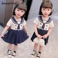 2021 hot new children clothing summer dress for girls baby student girls dresses casual sailor collar princess vestidos for girl