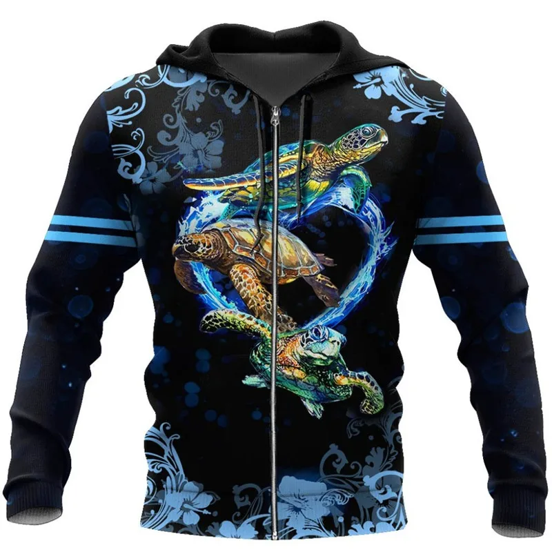 Fashion 3D printed animal turtle zipper Hoodie / casual Sweatshirt / street hip hop Harajuku Hoodie can be sold in bulk