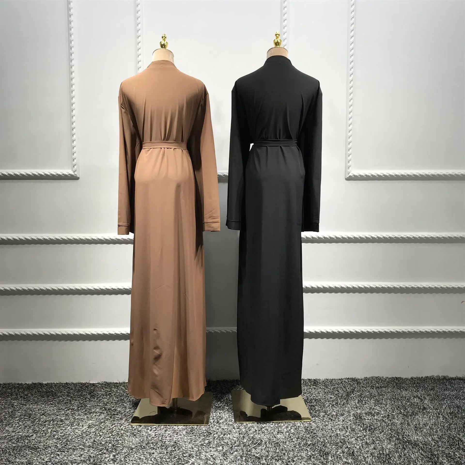 Женское длинное платье с открытым кардиган абайя платье-халат жемчугом Осеннее