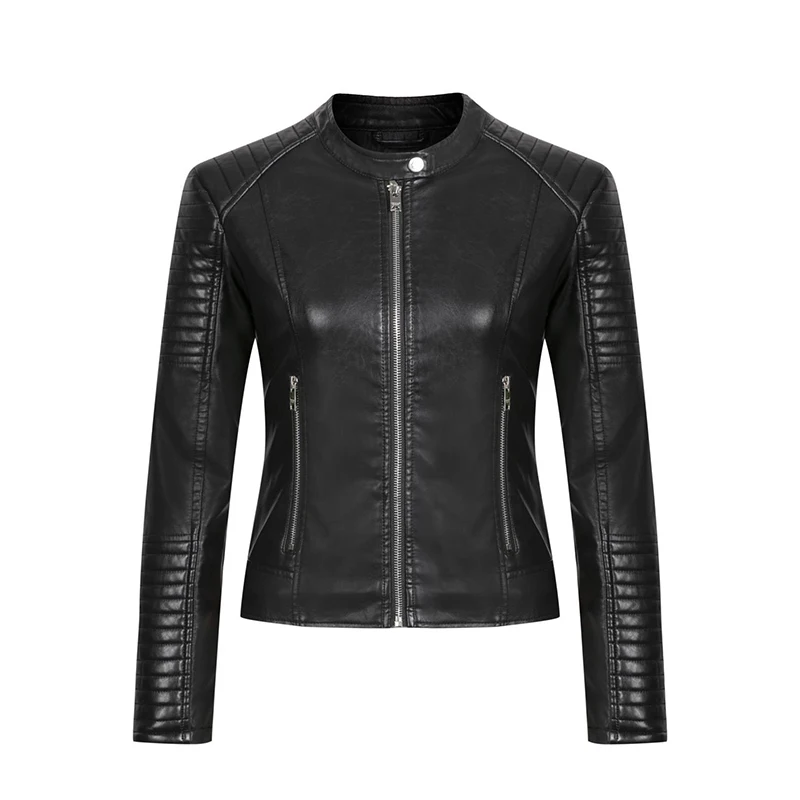 Fitaylor новинка Женская Осенняя белая куртка из искусственной кожи на молнии