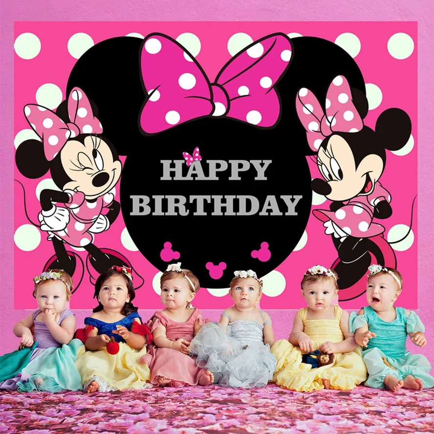 Fondo de Minnie Mouse Personalizable para Fotograf&iacute;a de Ni&ntilde;o y Beb&eacute;, Tel&oacute;n de Vinilo para Sesi&oacute;n de Fotos, Tela para Fiesta de Cumplea&ntilde;os, Estudio Fotogr&aacute;fico-5