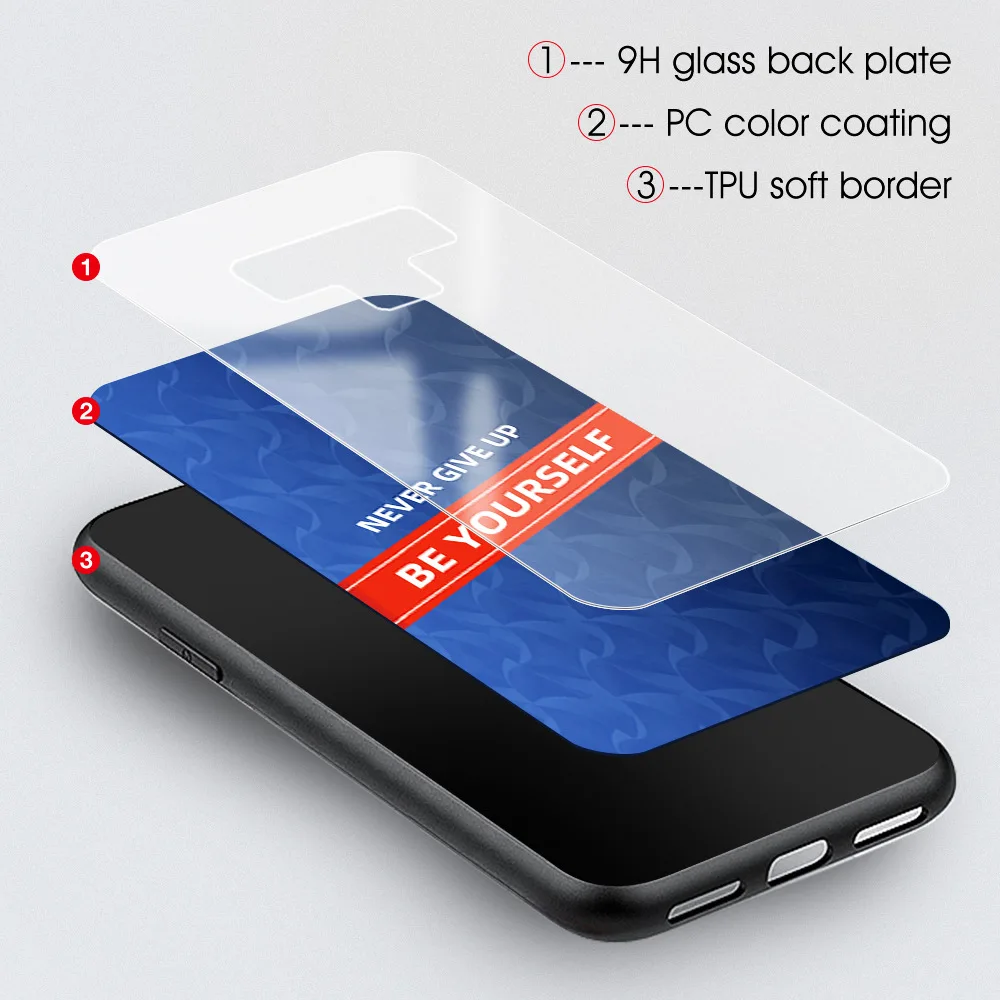 YUNAO Phone case For Samsung series Gradient color glass protection fashion Note10 Note9 Note8 S10 S9 S8 |