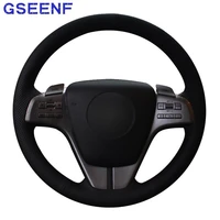 car steering wheel cover hand stitched comfortable non slip black genuine leather absorb sweat for mazda 6 2009
