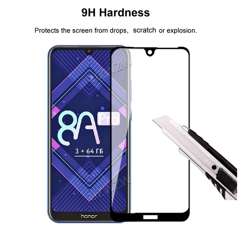 Закаленное стекло для Honor 8A Pro/8A полное покрытие защита экрана телефона защитная
