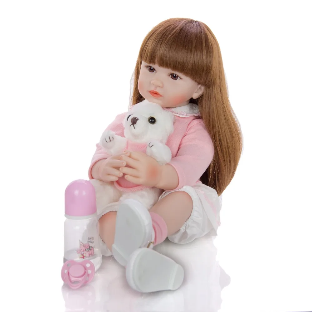 KEIUMI Reborn Baby силиконовая кукла, мягкое тело, 24 дюйма, Кукла Reborn Baby 60 см, розовые длинные волосы Outifi для подарка на день рождения