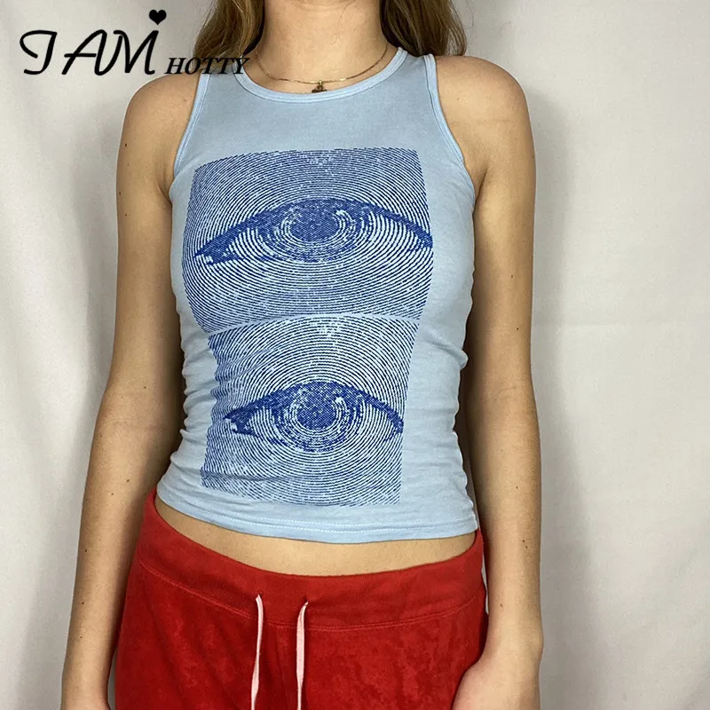 

Casual 2000S Aesthetic Print Casual Cotton Tank Top Women Harajuku Y2K Sleeveless Basic Camisole Summer Fitness Vest Iamhotty