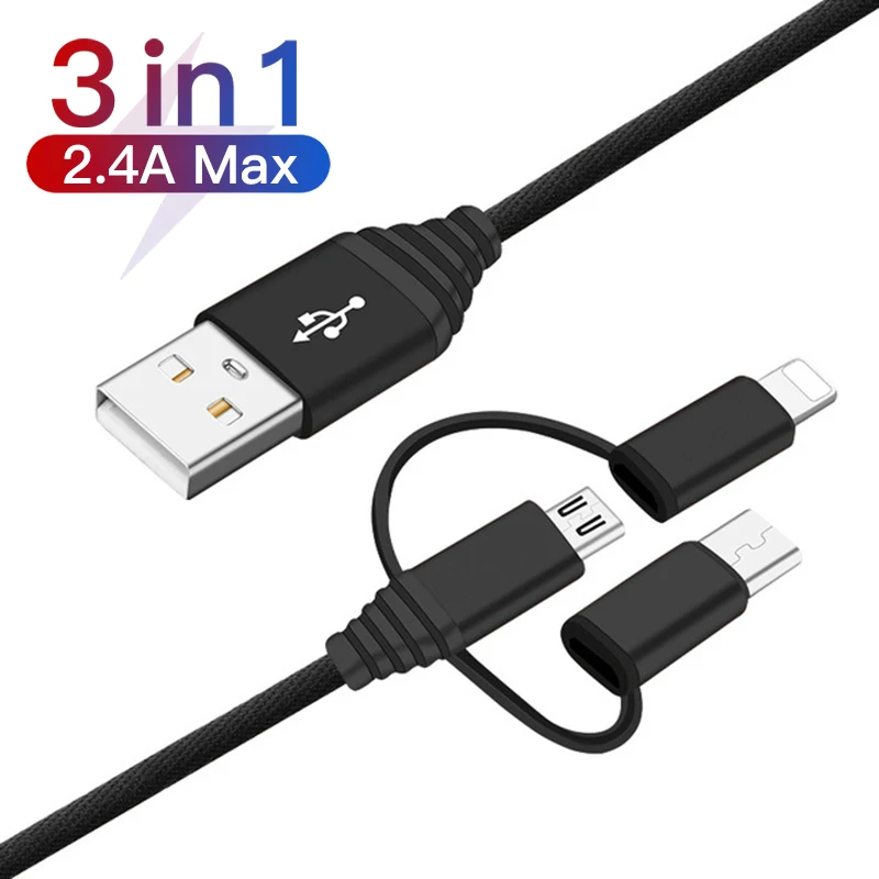 3 в 1 мобильный телефон USB зарядный кабель для передачи данных iPhone х с разъемом Micro