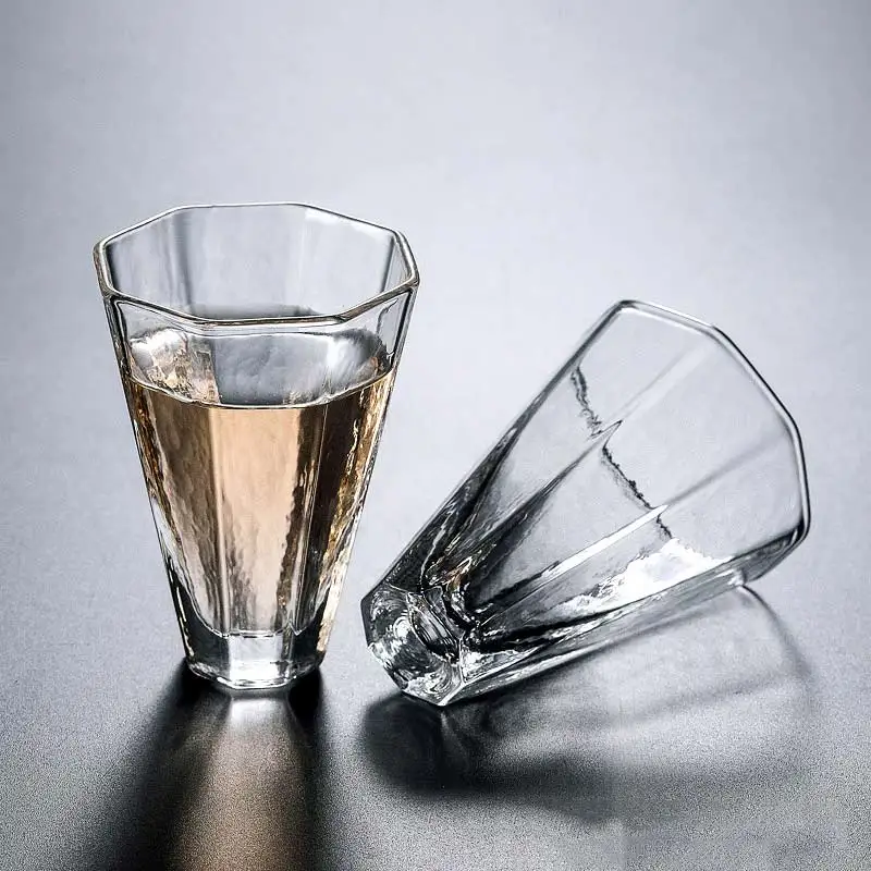 2Pcs Japanese Shot Glass Cup Creative Hammer Pattern Wine Glasses Heat-resistant Kungfu Tea Home Office Drinkware 50ml Gifts | Дом и сад