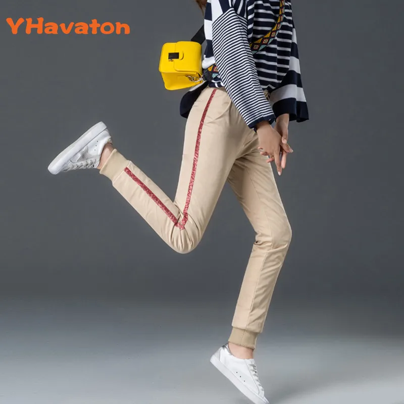 YHavaton размера плюс 2020 новые зимние женские пуховые Брюки повседневные с боковой