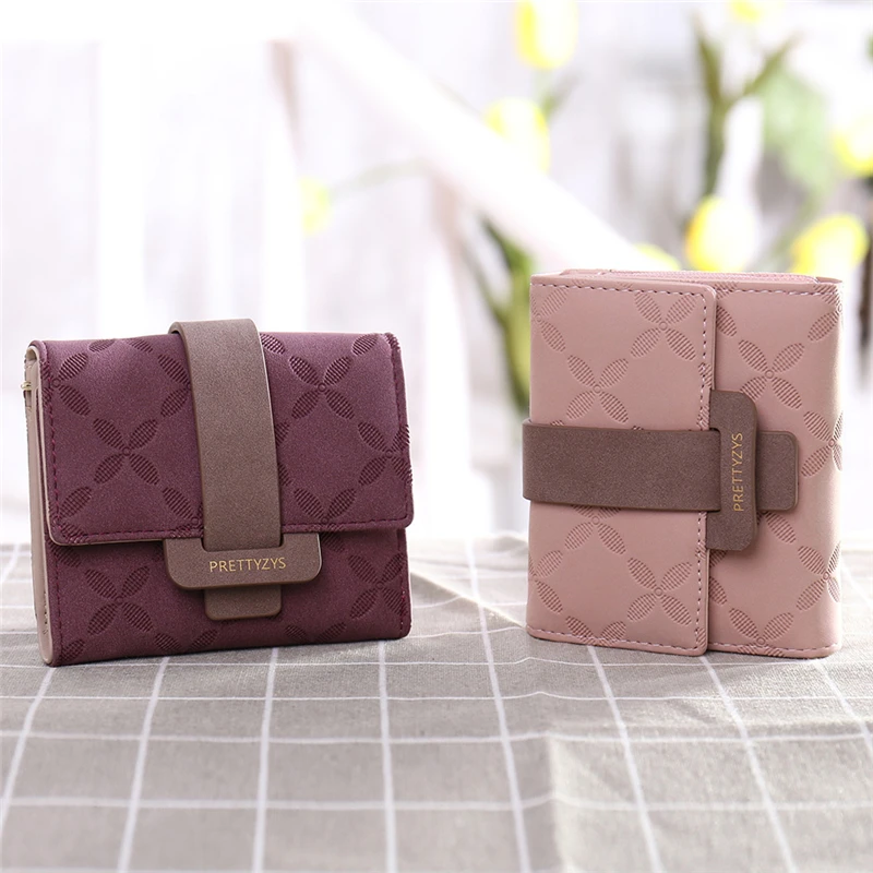 

Fashion Female Wallet Short Leaf Print Women Wallet Lady Small Nubuck Leather Purse Girl Card Holders Wallet With Wrist Strap