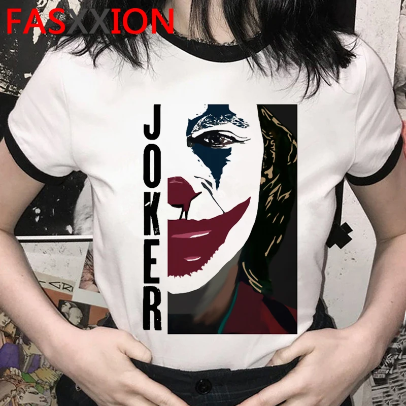 

В стиле «Джокер»; Летняя верхняя одежда для мужчин белая футболка одежда для пар для фотосъемки в стиле гранж с изображением размера плюс эс...