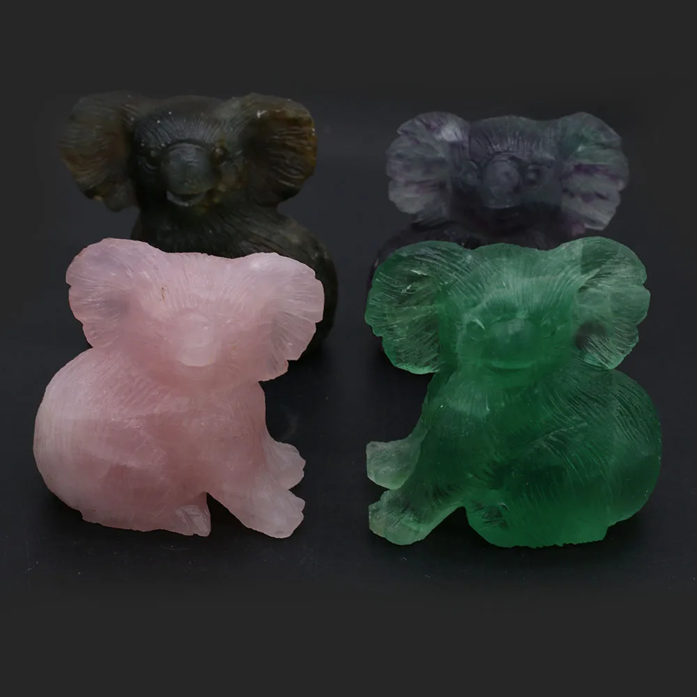 Hot Sale Natural Stone Decoration Koalas Bear Artificial Small Ornament Lucky Gift Bed-Room Garden Office Desk Mini Ornaments