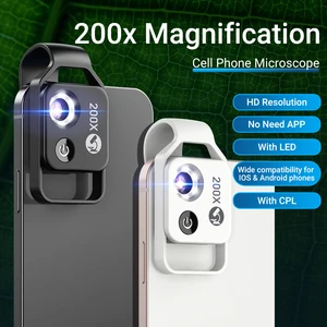 apexel 200x macro lens for phone hd camera lentes portable digital phone microscope for iphone12 huawei smartphones accessories free global shipping