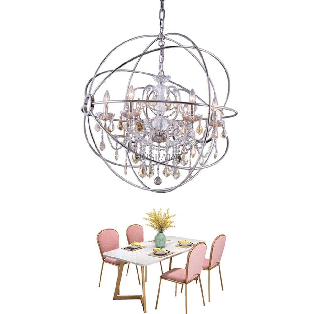 Потолочная люстра в стиле ретро с янтарным хрусталем светодиодные Современные