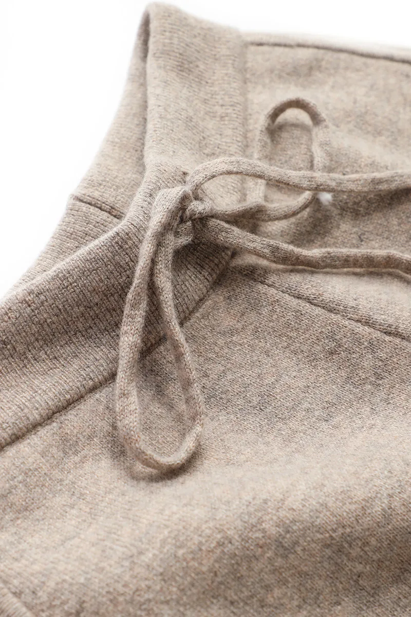 Женские прямые брюки из 100% чистой шерсти трикотажные с эластичным поясом плотные