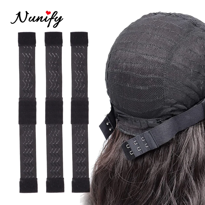 Nunify Adjustable Non Slip Elastic Band For Wigs With Removable Hooks 2.5Cm 3.5Cm Wig Band For Hold The Wigs Black Hair Band