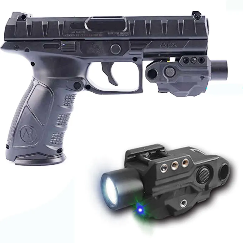 

Компактный зеленый лазерный прицел и светодиодный фонарик 450 лм, тактический комбинированный перезаряжаемый синий лазер glock для самооборон...
