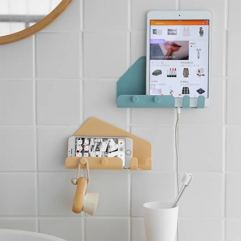 

Self-adhesive Phone Tablet Storage Hook Bedroom Home Door Towel Hanging Hook Seamless Creative Wall-amounted Hook Rack