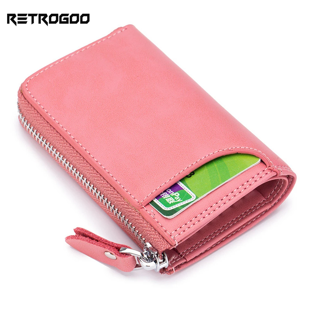 RETROGOO Unisex Car Keys Purses Genuine Leather Card Holder Zipper Coin Purse Housekeeper Keychain Cover Key Case High Quality