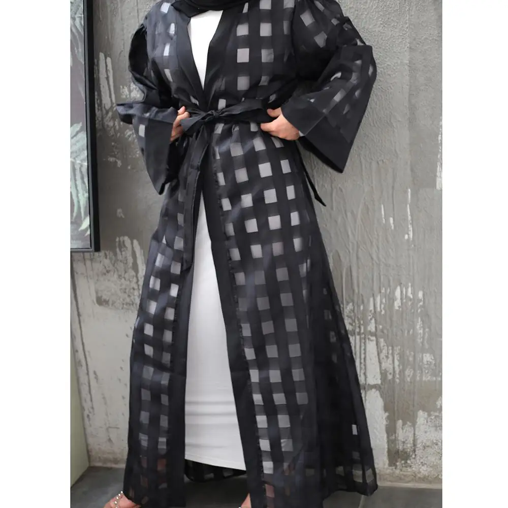 Женское кимоно в черную клетку с длинным рукавом | Тематическая одежда и униформа