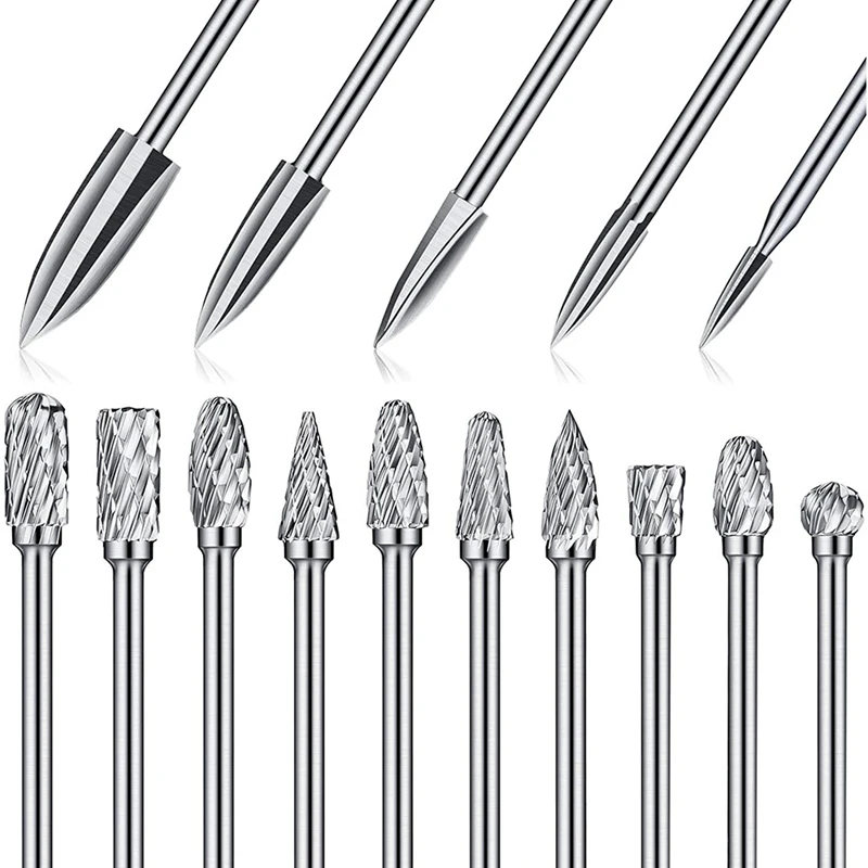 

15 Pieces Wood Carving and Engraving Drill Bit Double Cut Carbide Rotary Burr Woodworking Drill Bits for DIY Woodworking