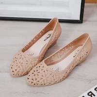 2021 summer new beach shoes soft soled jelly shoes plastic birds nest sandal rain boots wedge mom shoes non slip sandals