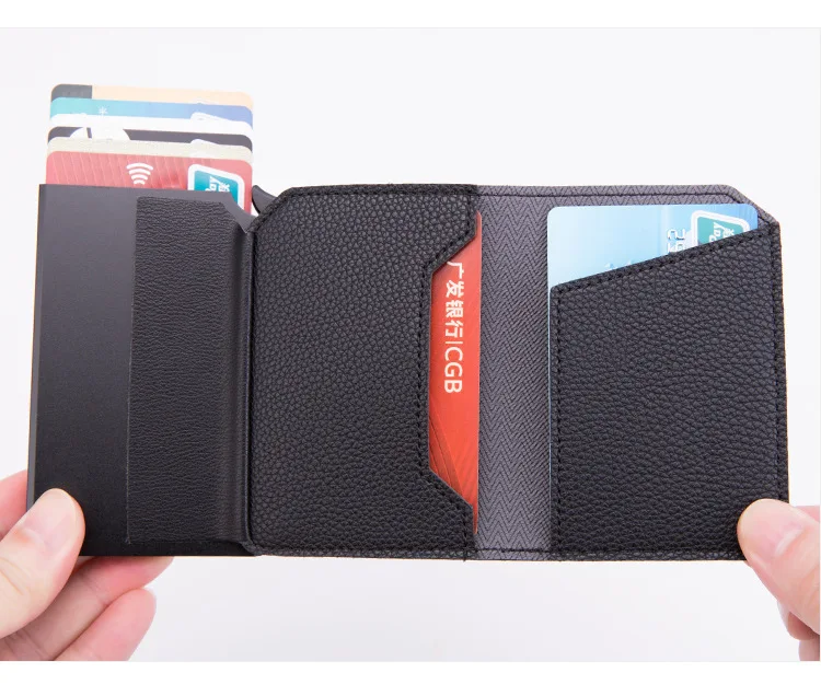 BISI GORO Anti-theft Card Case Carbon Fiber RFID Pop-up Clutch Smart Card Wallet Multifunctional Men Unisex Card Holder