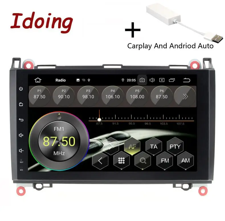 Carplay Idoing " 8 ядерный 2Din Andriod9.0 автомобильный Радио gps DVD мультимедийный плеер 4G+ 64G для merceesbenz A класс& B класс ips экран навигации - Цвет: Carplay