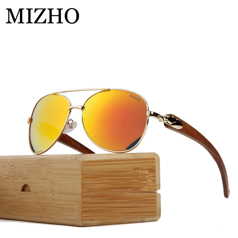 

MIZHO 2022 Leopard Shape Design Eyewear Visual Protection Wood Sunglasses Men Polarized Pilot Traveling Luxury Glasses Unisex