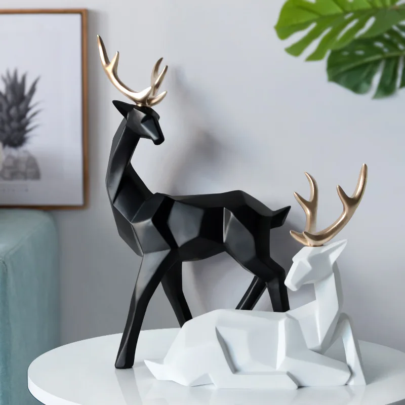 

Geometric Deer Resin Statue Nordic Decoration Home Decor Statues Abstract Deer Figure/Figurines/Sculpture Beelden Decoratie