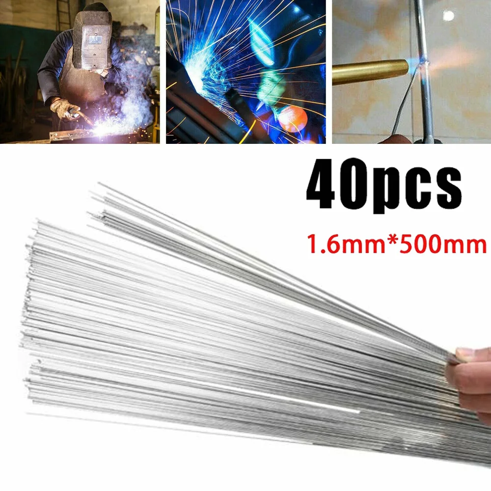 

40pcs 50cm*1.6mm Easy Melt Welding Rods Low Temperature Aluminum Wire Brazing Melting Point 647 ° ~ 658 ° For Weliding Work
