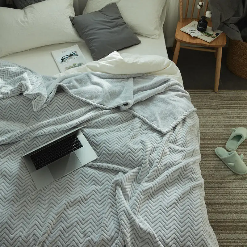 

Luxury blanket jacquard solid color blanket thickened export warm blanket multifunctional blanket 150cmx200cm ripple