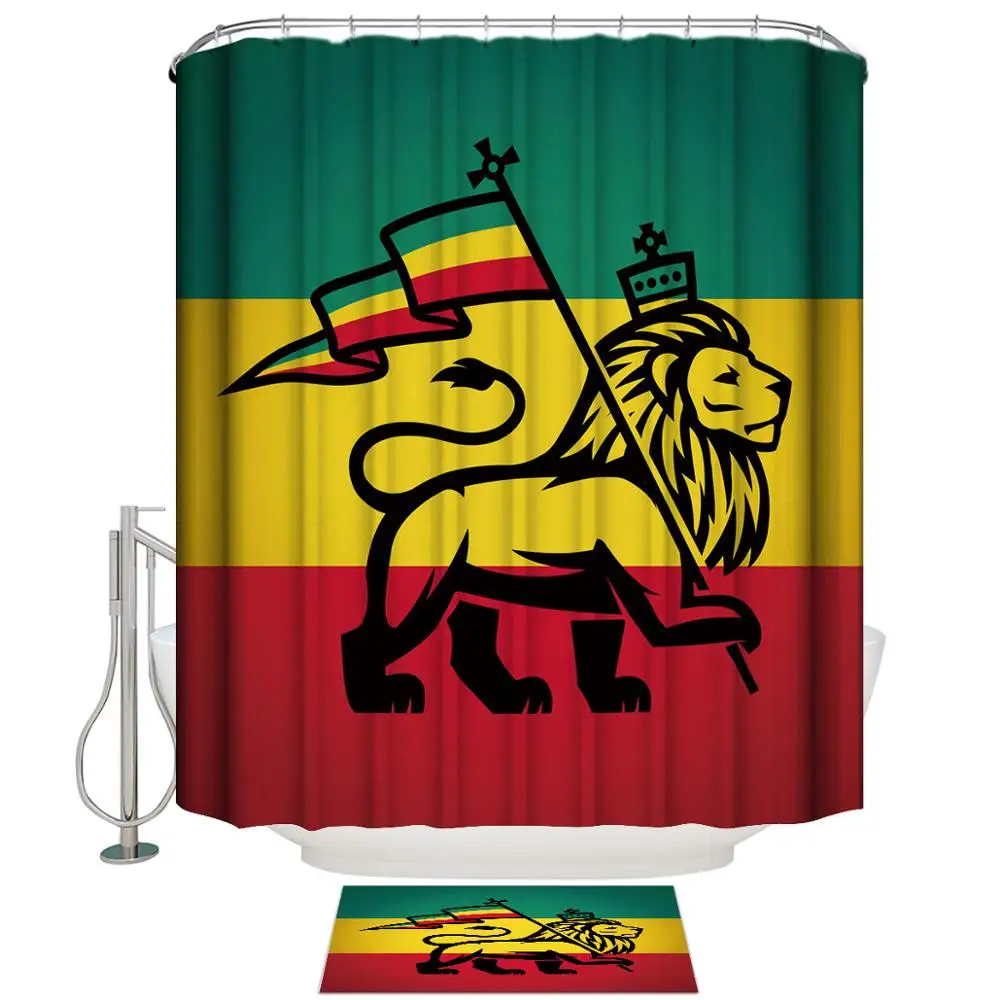 Водонепроницаемая занавеска для душа с изображением флага короля льва|Шторы