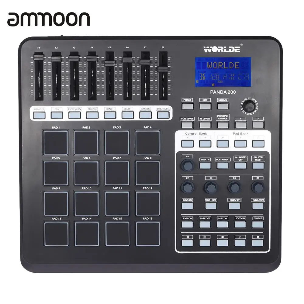 Портативный USB MIDI-контроллер с клавиатурой мини 16 барабанных колодок USB-кабелем |