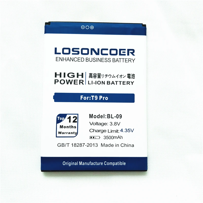 100% Оригинальный LOSONCOER 3500 мАч для THL T9 Pro Аккумулятор BL09 BL 09|Аккумуляторы мобильных