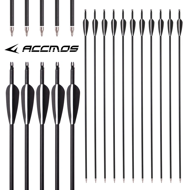 

6/12/24pcs OD7.8 mm 30 Inch Mixed Carbon Arrow Spine 500 with Replaceable Arrowhead for Compound/Recurve Bow Archery Shooting