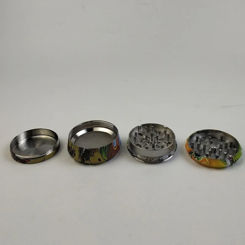 

Hot Sale Diameter 63MM Four-layer Zinc Alloy Water Transfer Package Hub-type Cigarette Grinder